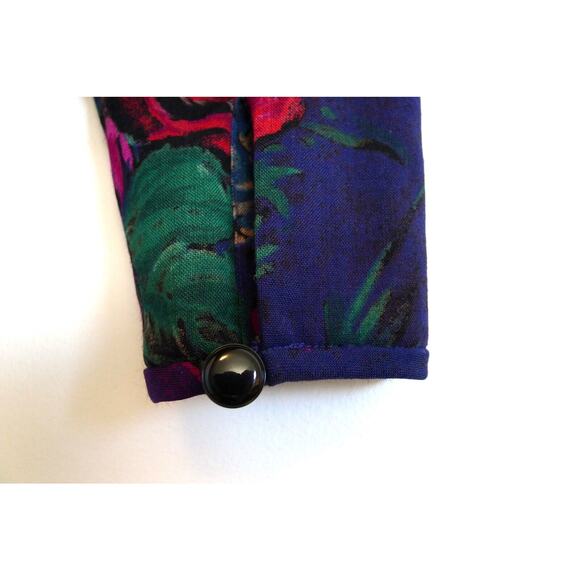 EMANUEL UNGARO TER Vintage 80s Wool Floral Tie Neck Secretary Blouse Top 6 - Picture 11 of 11